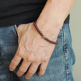 Men's Women Garnet Adjustable Braided Bracelet 925 Sterling Silver Cross Bead DiyNotion BR1015