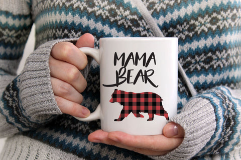 Mama Bear Mug, Bear Coffee Mug, Buffalo Plaid, Gift For Mom, Coffee Mug for Mom, Lumberjack Baby, Buffalo Check, New Mom Gift, Papa Bear