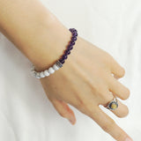 Men's Women White Howlite Amethyst Adjustable Braided Bracelet 925 Sterling Silver Cross Spacers DiyNotion BR896