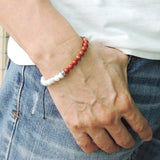 Men's Women White Howlite Red Jasper Stone Adjustable Braided Bracelet 925 Sterling Silver Cross Spacers DiyNotion BR900
