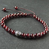 Men's Women Garnet Adjustable Braided Bracelet 925 Sterling Silver Round Bead DiyNotion BR1016