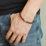 Men's Women Garnet Adjustable Braided Bracelet 925 Sterling Silver Round Bead DiyNotion BR1016