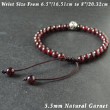 Men's Women Garnet Adjustable Braided Bracelet 925 Sterling Silver Celtic Bead DiyNotion BR1018