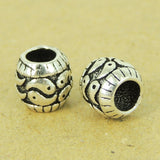 2 PCS 925 Sterling Silver Yinyang Taiji Barrel Beads Protection Vintage WSP479X2 Wholesale: See Discount Coupons in Item Details