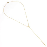 14k Gold Dipped Lariat Y Necklace, Gold Necklace, Minimalist Jewelry, Minimal Bar Lariat Necklace,