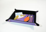 Valet Tray Leather Purple Leather Tray Leather Catch All Dresser Tray Desk Organiser Desk Tidy Change Tray SvuotaTasche in Pelle