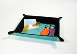 Valet Tray Leather Teal Leather Tray Leather Catch All Dresser Tray Desk Organizer Desk Tidy Change Tray Gift for Him Svuota Tasche in Pelle