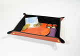 Valet Tray Leather Orange Leather Tray Leather Catch All Dresser Tray Desk Organiser Desk Tidy Change Tray Svuota Tasche in Pelle
