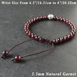 Men's Women Garnet Adjustable Braided Bracelet 925 Sterling Silver CH Sign Bead DiyNotion BR1020