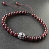 Men's Women Garnet Adjustable Braided Bracelet 925 Sterling Silver Celtic Bead DiyNotion BR1021