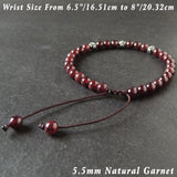 Men's Women Garnet Adjustable Braided Bracelet 925 Sterling Silver Cross Beads DiyNotion BR1022