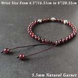 Men's Women Garnet Adjustable Braided Bracelet 925 Sterling Silver CH Sign Beads DiyNotion BR1023