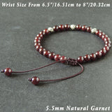 Men's Women Garnet Adjustable Braided Bracelet 925 Sterling Silver Cross Beads DiyNotion BR1024