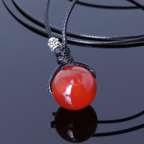 Men's Women Red Agate 925 Sterling Silver Adjustable Braided Necklace Gemstone DiyNoion Handmade NK150
