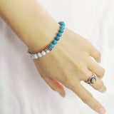 Men's Women White Howlite Turquoise Adjustable Braided Bracelet 925 Sterling Silver Cross Spacers DiyNotion BR901