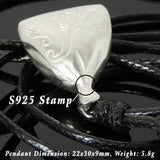 Men's Women Adjustable Necklace 925 Sterling Silver 'Fu' Bat Bag Full of Luck Pendant with Wax Rope DiyNotion NK171