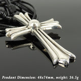 Men's Women Handmade Adjustable Necklace with 925 Sterling Silver Big Cross Pendant Wax Rope DiyNotion NK173