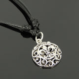 Men's Women Adjustable Necklace 925 Sterling Silver Fleur de Lis Pendant with Wax Rope DiyNotion NK145