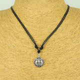 Men's Women Adjustable Necklace 925 Sterling Silver Fleur de Lis Pendant with Wax Rope DiyNotion NK145