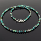 Men's Women 4mm Rare Peru Chryscolla 925 Sterling Silver Necklace Seamless Beads & Clasp DiyNotion Handmade NK146