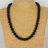 Men's Women Matte Black Onyx Necklace 925 Sterling Silver Spacers Clasp DiyNotion Handmade NK147