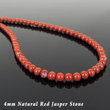 Men's Women 4mm Red Jasper Stone 925 Sterling Silver Necklace Seamless Beads & Clasp DiyNotion Handmade NK148