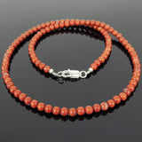 Men's Women 4mm Red Jasper Stone 925 Sterling Silver Necklace Seamless Beads & Clasp DiyNotion Handmade NK148
