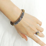 Men's Women Agarwood Sterling Silver Mala Bracelet Lotus Charm Handmade DiyNotion BR910