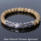 Men's Women Agarwood Sterling Silver Mala Bracelet Lotus Charm Handmade DiyNotion BR910