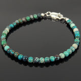 Men's Women Peru Chrysocolla Sterling Silver Bracelet Natural Rare Gemstone DiyNotion Handmade BR904