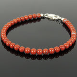 Men's Women Red Jasper Stone Sterling Silver Bracelet Natural Gemstone DiyNotion Handmade BR905