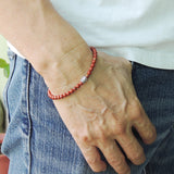 Men's Women Red Jasper Stone Sterling Silver Bracelet Natural Gemstone DiyNotion Handmade BR906