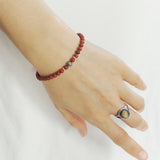 Men's Women Red Jasper Stone Sterling Silver Bracelet Cross Bead DiyNotion Handmade BR907