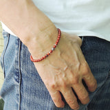 Men's Women Red Jasper Stone Sterling Silver Bracelet Cross Bead DiyNotion Handmade BR907