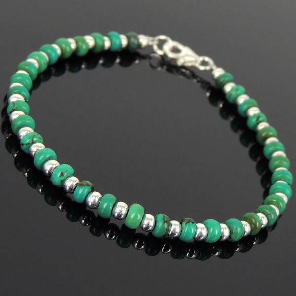 Men's Women African Green Turquoise Sterling Silver Bracelet DiyNotion Handmade BR908