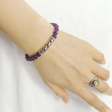 Men's Women Amethyst Sterling Silver Bracelet 925 Stamp Lucky Charm Handmade DiyNotion BR909
