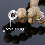 Men's Women Agarwood Sterling Silver Mala Bracelet OM Spacers Handmade DiyNotion BR912