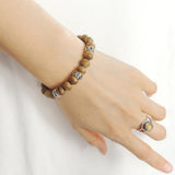 Men's Women Agarwood Sterling Silver Mala Bracelet OM Spacers Handmade DiyNotion BR912