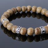 Men's Women Agarwood Sterling Silver Mala Bracelet OM Spacers Handmade DiyNotion BR912