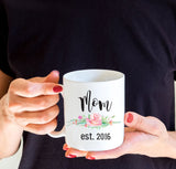 Mom Mug, Mothers Day Gift, Pregnancy Reveal photo prop, New Parents Coffee Mug, Baby Shower Gift, New Mom Gift Mug, Established date