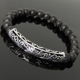 Men's Women Lava Rock Bracelet 925 Sterling Silver Lotus Charm DiyNotion Handmade BR1030