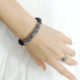 Men's Women Lava Rock Bracelet 925 Sterling Silver Lotus Charm DiyNotion Handmade BR1030