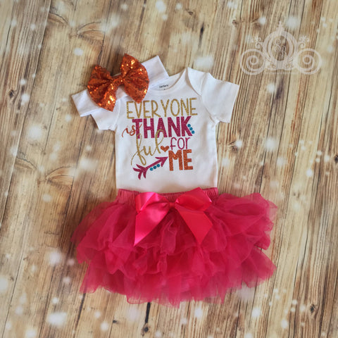 Everyone is Thankful for Me Onesie Set Tutu Personalized Shirt Girl Birthday Baby Shower Gift Thanksgiving Toddler Shirt