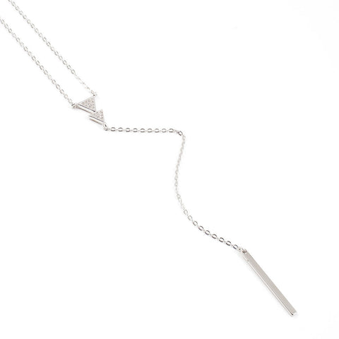 925 Sterling Silver Y Necklace, Silver Necklace, Minimalist Jewelry, Minimal Bar Lariat Necklace