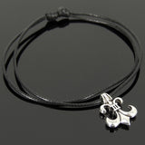Men's Women Tibetan Silver Adjustable Braided Bracelet with Fleur de Lis Pendant DiyNotion TSB300