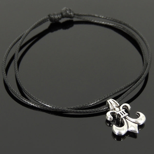 Men's Women Tibetan Silver Adjustable Braided Bracelet with Fleur de Lis Pendant DiyNotion TSB300