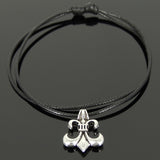 Men's Women Tibetan Silver Adjustable Braided Bracelet with Fleur de Lis Pendant DiyNotion TSB300