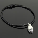 Men's Women Tibetan Silver Adjustable Braided Bracelet with Buddha Palm Pendant DiyNotion TSB302