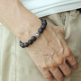 Men's Women Lava Rock Adjustable Braided Bracelet 925 Sterling Silver Dragon Bead DiyNotion BR914