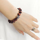 Men's Women Red Tiger Eye Adjustable Braided Bracelet 925 Sterling Silver Dragon Bead DiyNotion BR916
